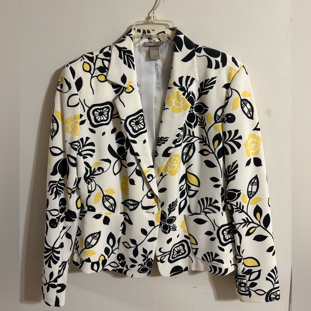 Kim Rogers Black and Yellow Floral Blazer